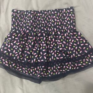 Lucky in Love Navy Tiered Ruffle Skirt with Pink & Lime Sprinkle Print